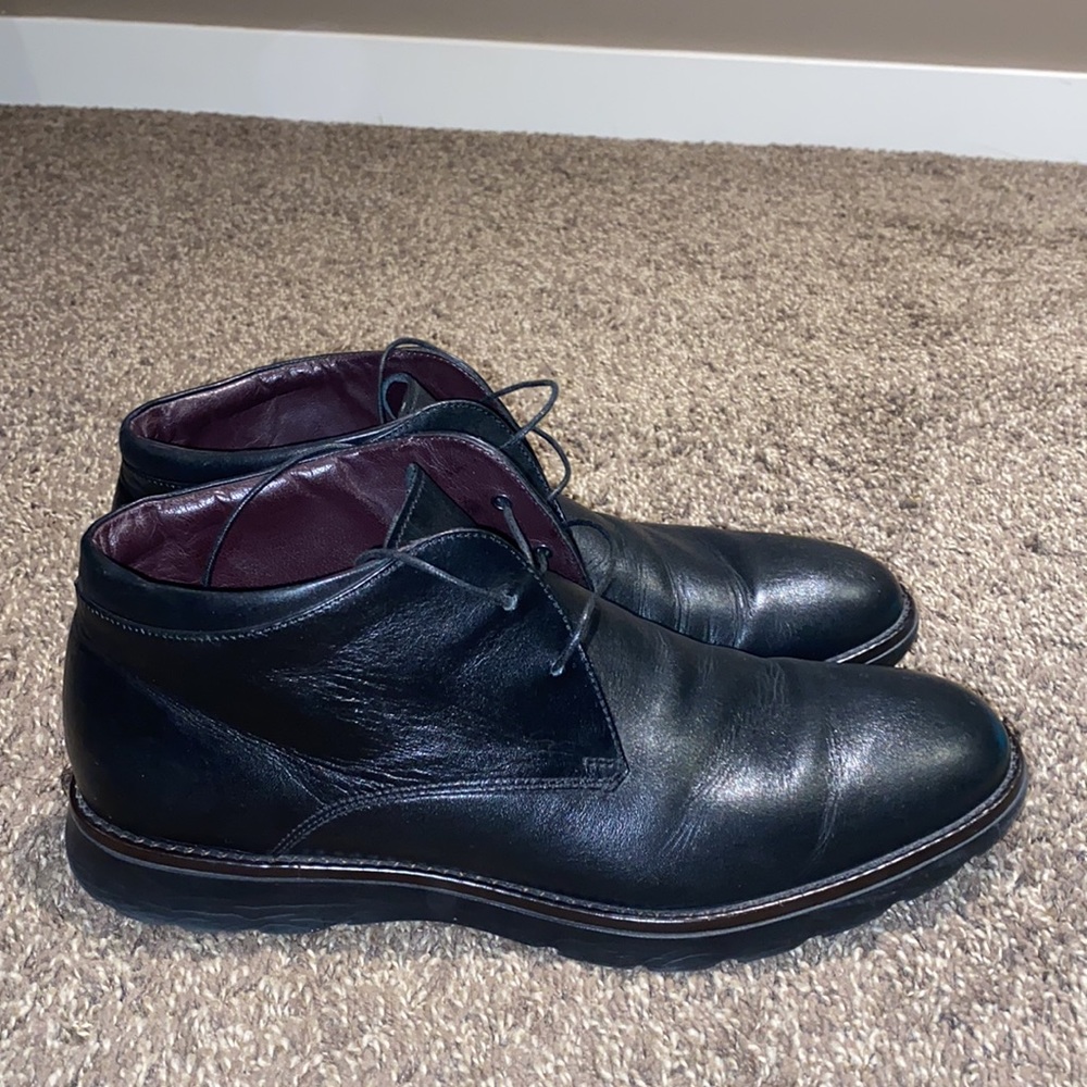 Z Zegna Black Laced Ankle High Dress Shoes